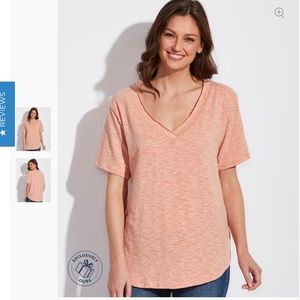 🟠 NWT Mia + Tess Heathered V-Neck Tee Size L
